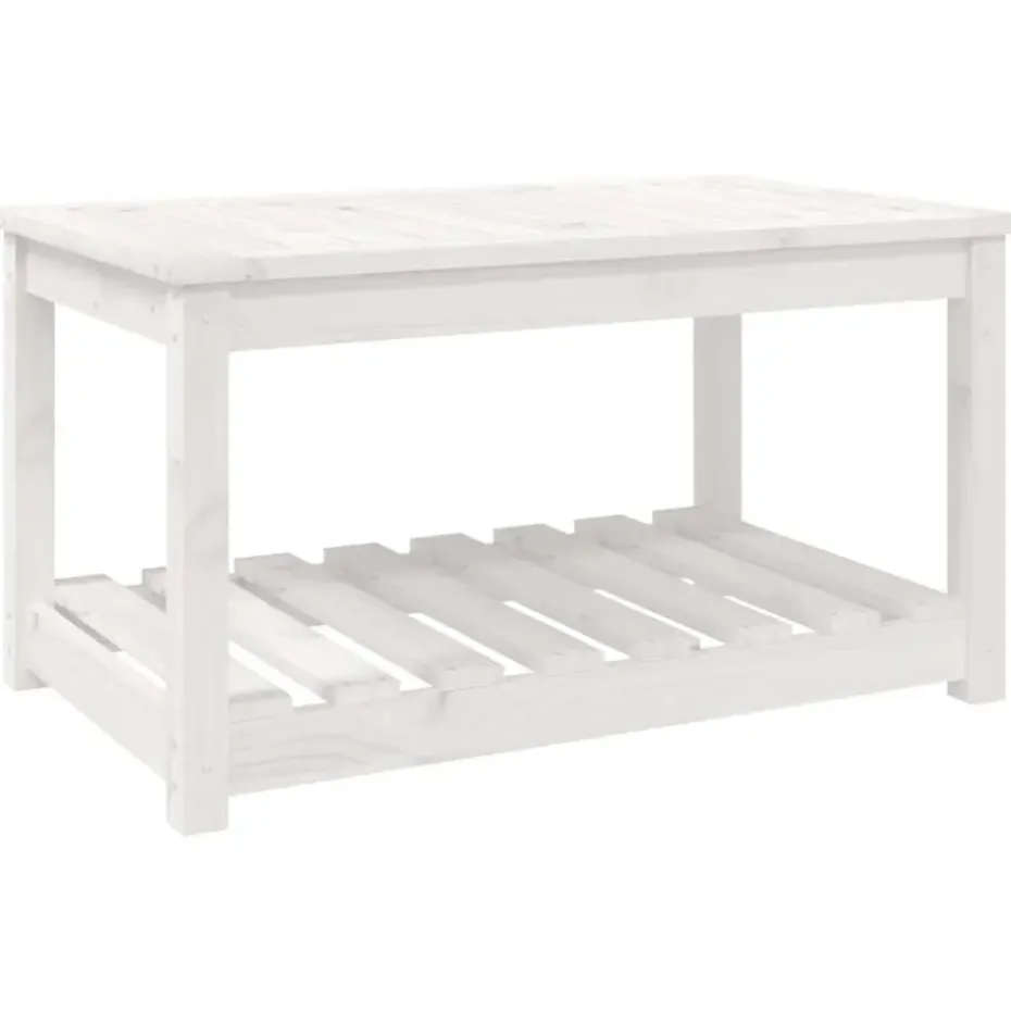 vidaXL - Loungetafel met opbergruimte - Wit - Grenenhout - 82,5x50,5x45 cm