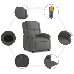 vidaXL - Massagestoel - Grijs - Leer