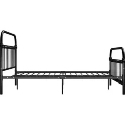 vidaXL - Meatlen bed met hoofdbord - Zwart - Metaal - 140x200 cm