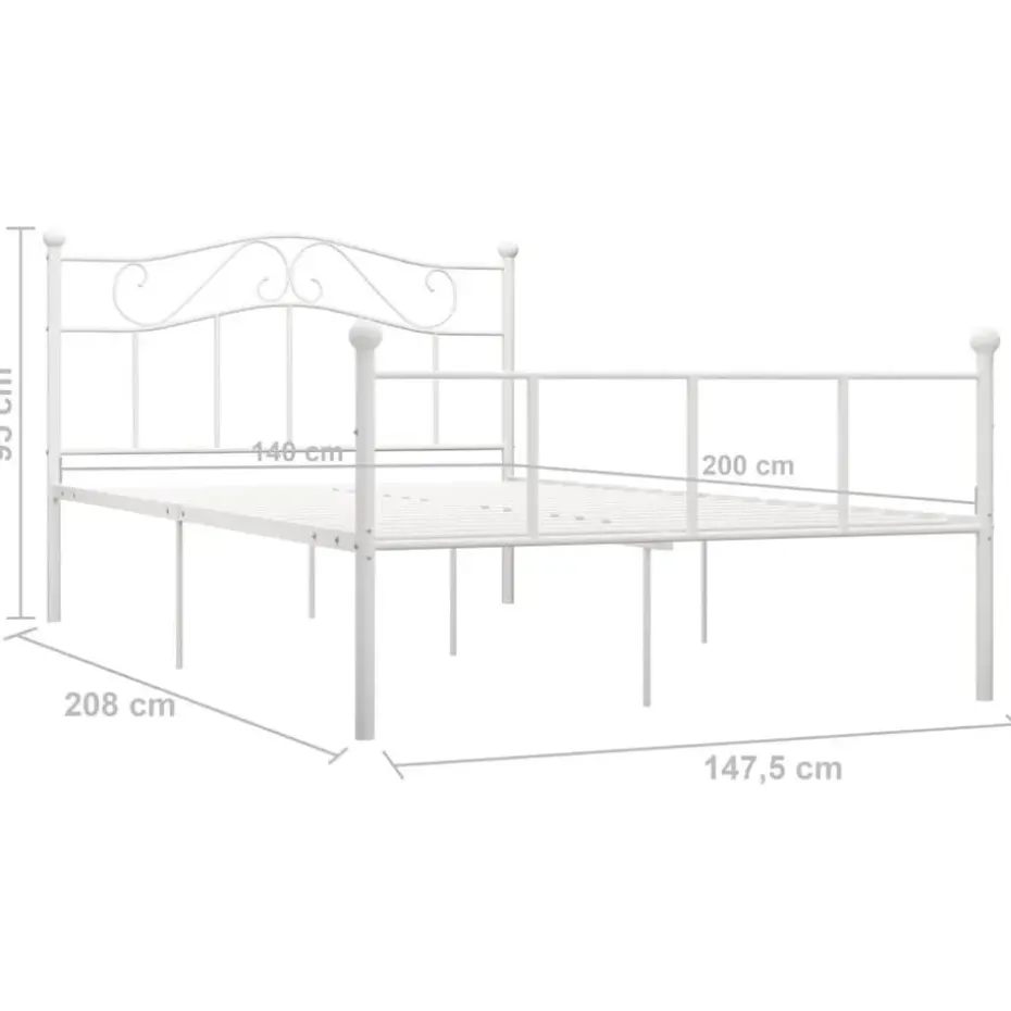 vidaXL - Metalen bed frame - Wit - 140x200 cm