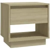 vidaXL - Nachtkastje - Beige - Bewerkt hout