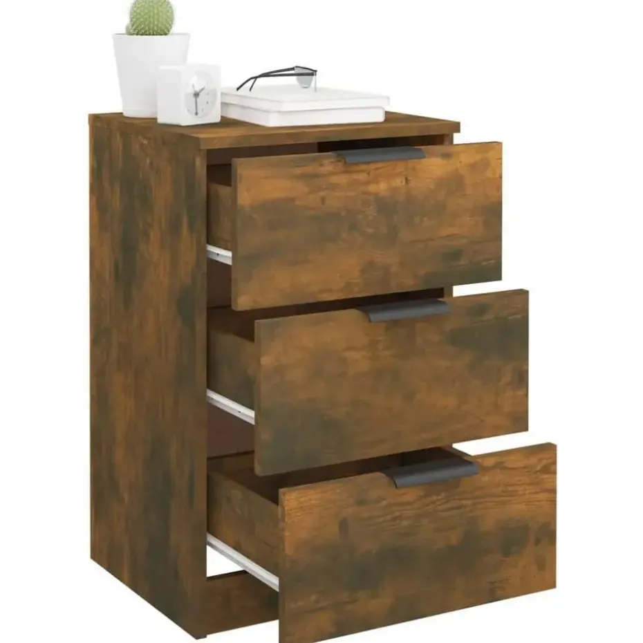 vidaXL - Nachtkastje - Bruin - Bewerkt hout - 2 stuks
