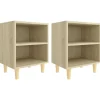 vidaXL - Nachtkastje - Bruin - Bewerkt hout - 2 stuks