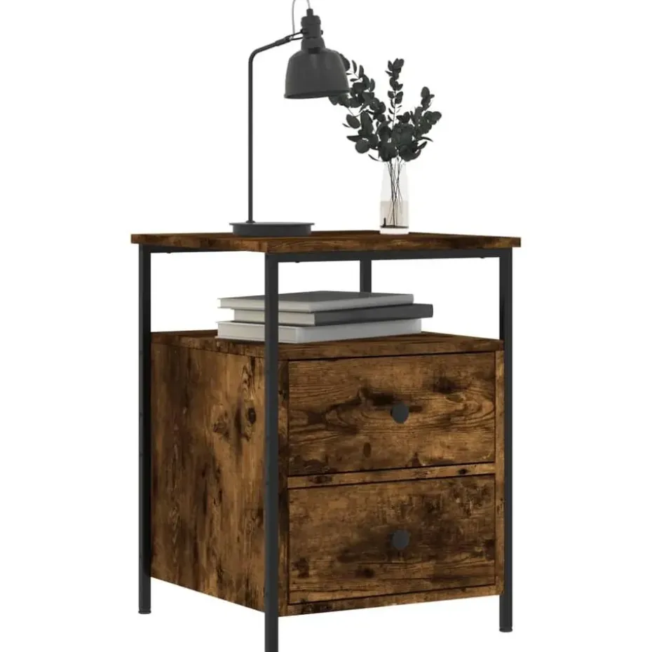 vidaXL - Nachtkastje - Bruin - Bewerkt hout - 2 stuks