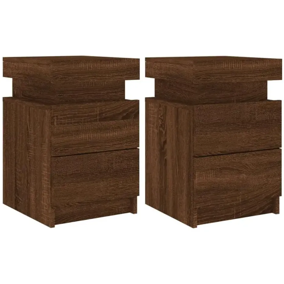 vidaXL - Nachtkastje - Bruin - Bewerkt hout - 2 stuks