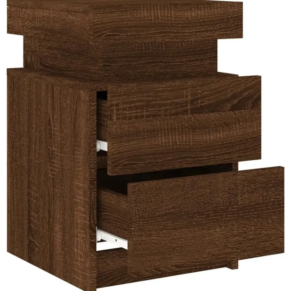 vidaXL - Nachtkastje - Bruin - Bewerkt hout - 2 stuks