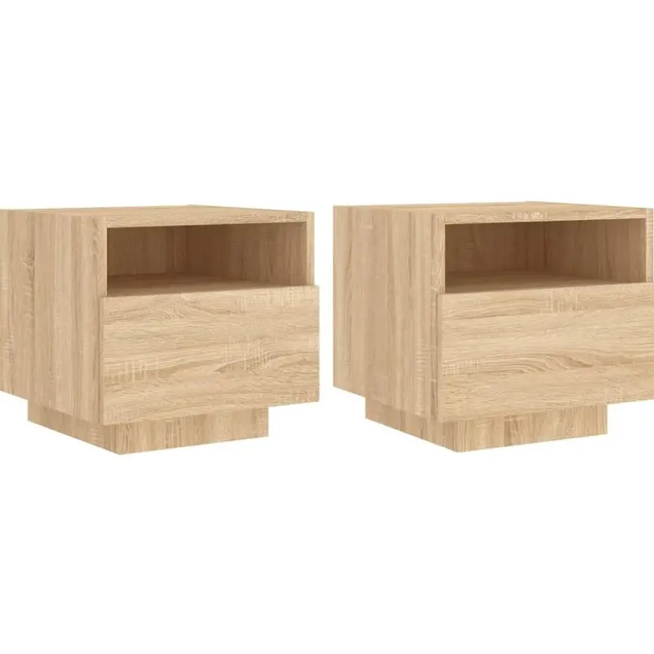 vidaXL - Nachtkastje - Bruin - Bewerkt hout - 2 stuks