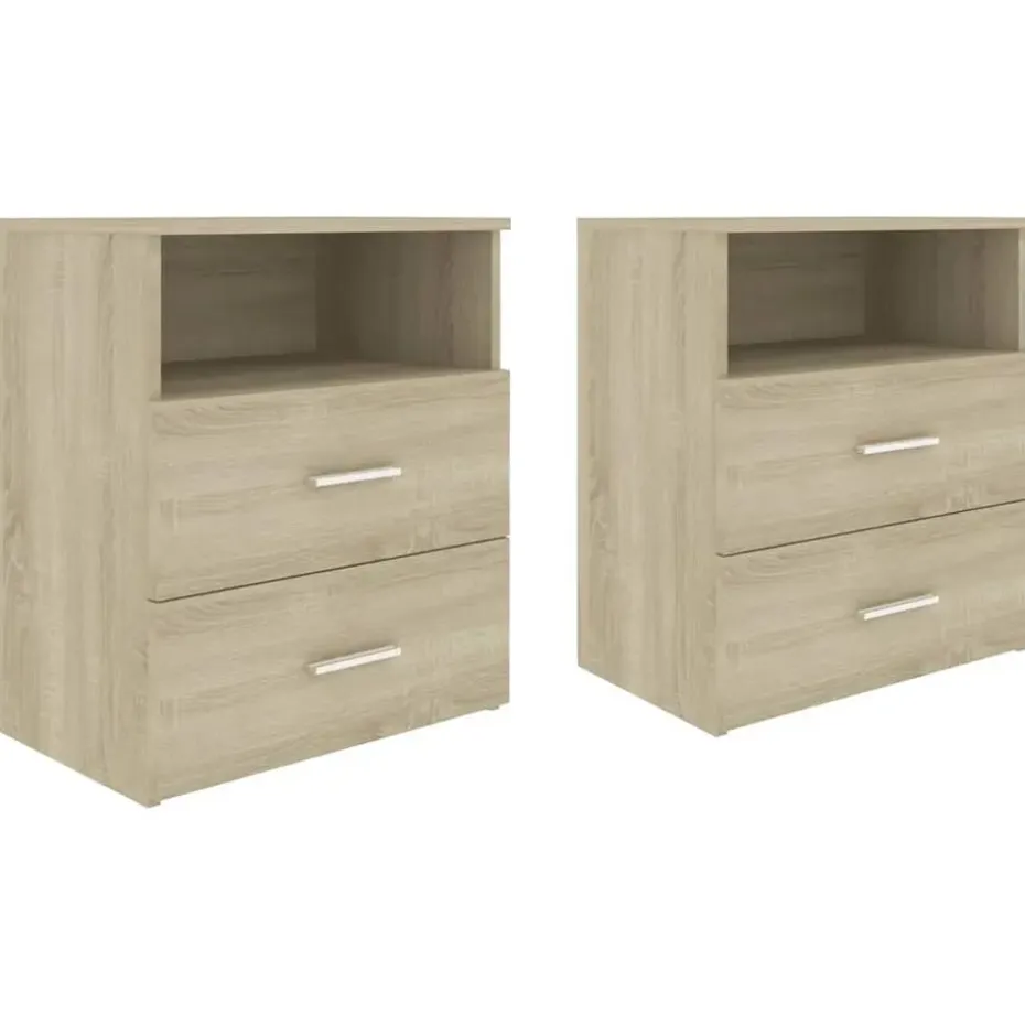 vidaXL - Nachtkastje - Bruin - Bewerkt hout - 2 stuks
