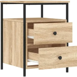 vidaXL - Nachtkastje - Bruin - Bewerkt hout