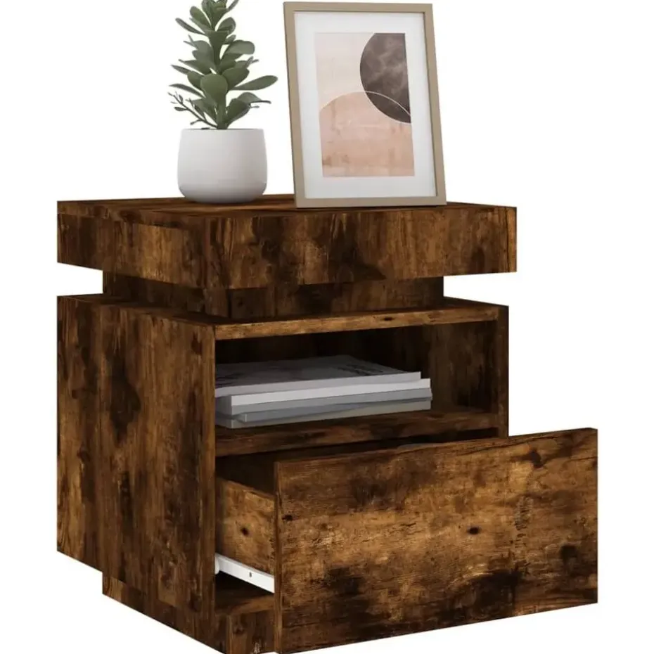 vidaXL - Nachtkastje - Bruin - Bewerkt hout - 2 stuks