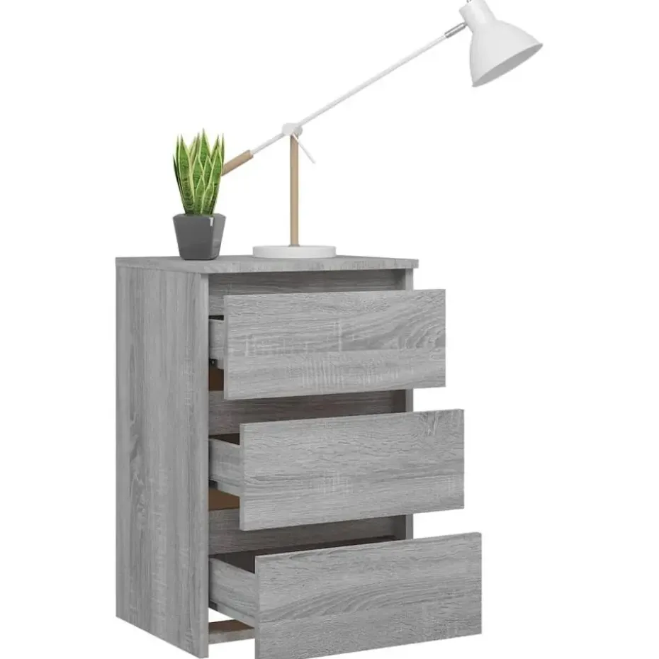 vidaXL - Nachtkastje - Grijs - Bewerkt hout - 2 stuks