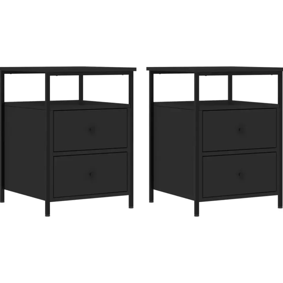 vidaXL - Nachtkastje - Zwart - Bewerkt hout - 2 stuks