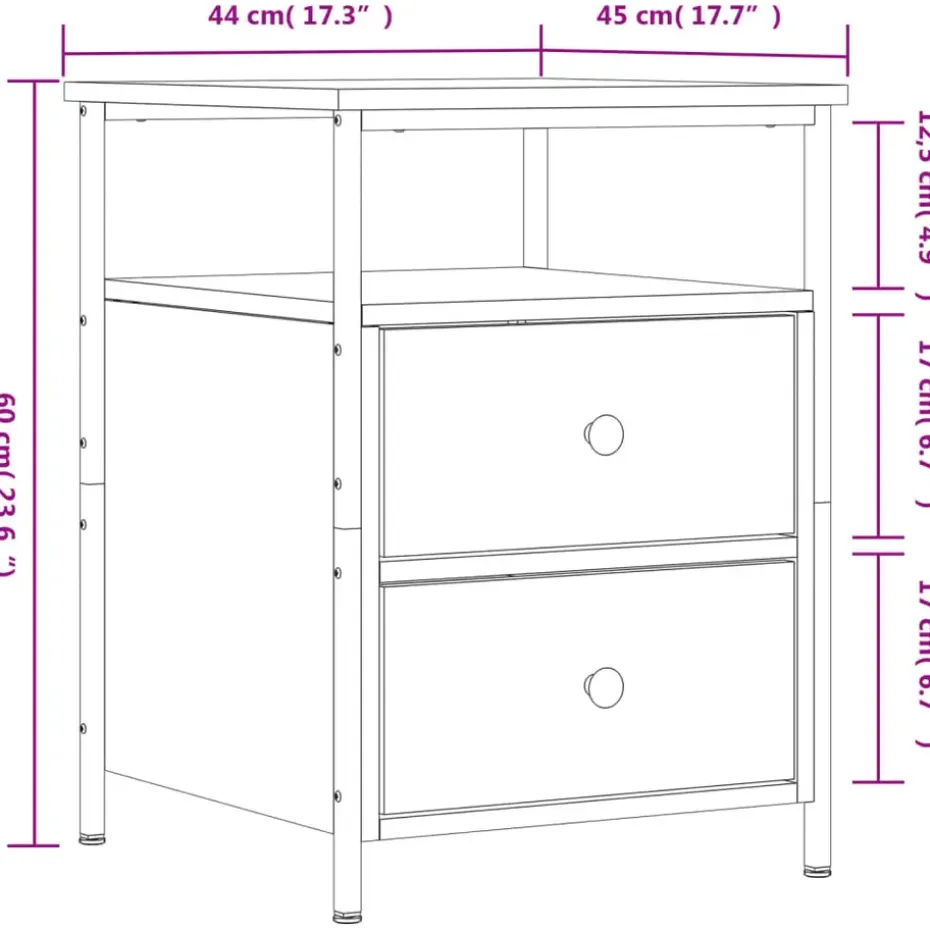 vidaXL - Nachtkastje - Zwart - Bewerkt hout - 2 stuks