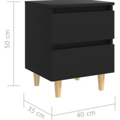 vidaXL - Nachtkastje - Zwart - Grenenhout - 2 stuks