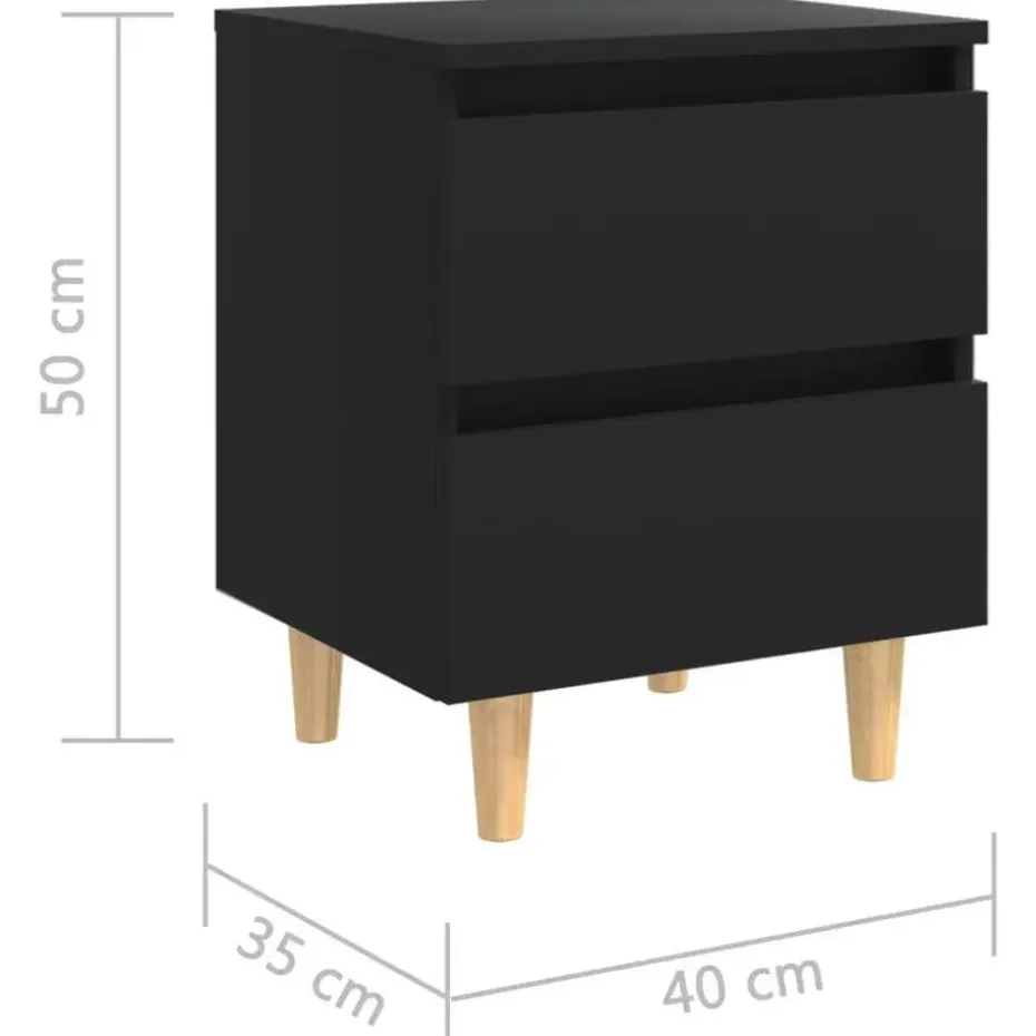 vidaXL - Nachtkastje - Zwart - Grenenhout - 2 stuks