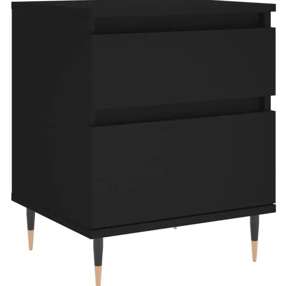 vidaXL - Nachtkastje - Zwart - Bewerkt hout - 2 stuks