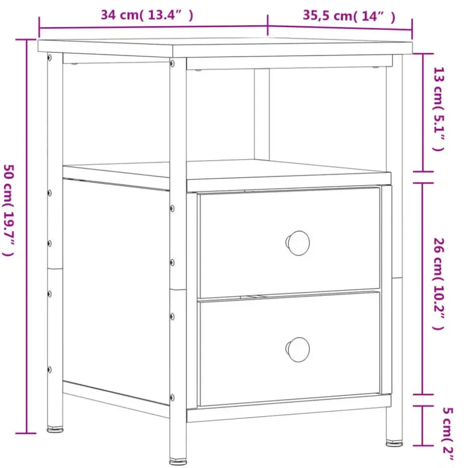 vidaXL - Nachtkastje - Zwart - Bewerkt hout
