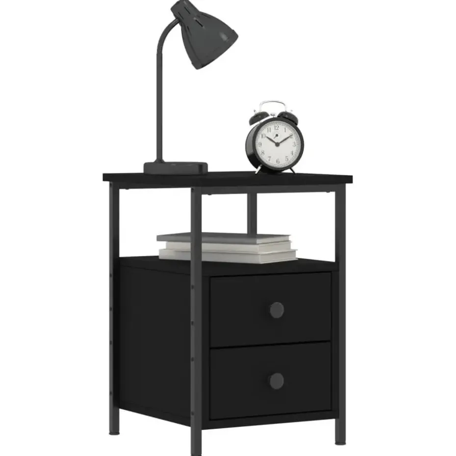 vidaXL - Nachtkastje - Zwart - Bewerkt hout