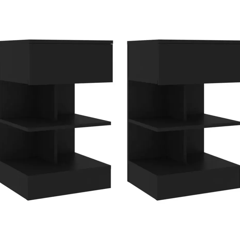 vidaXL - Nachtkastje - Zwart - Bewerkt hout - 2 stuks