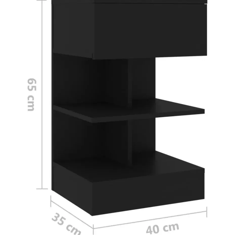 vidaXL - Nachtkastje - Zwart - Bewerkt hout - 2 stuks