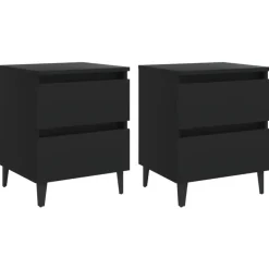vidaXL - Nachtkastje - Zwart - Bewerkt hout - 2 stuks