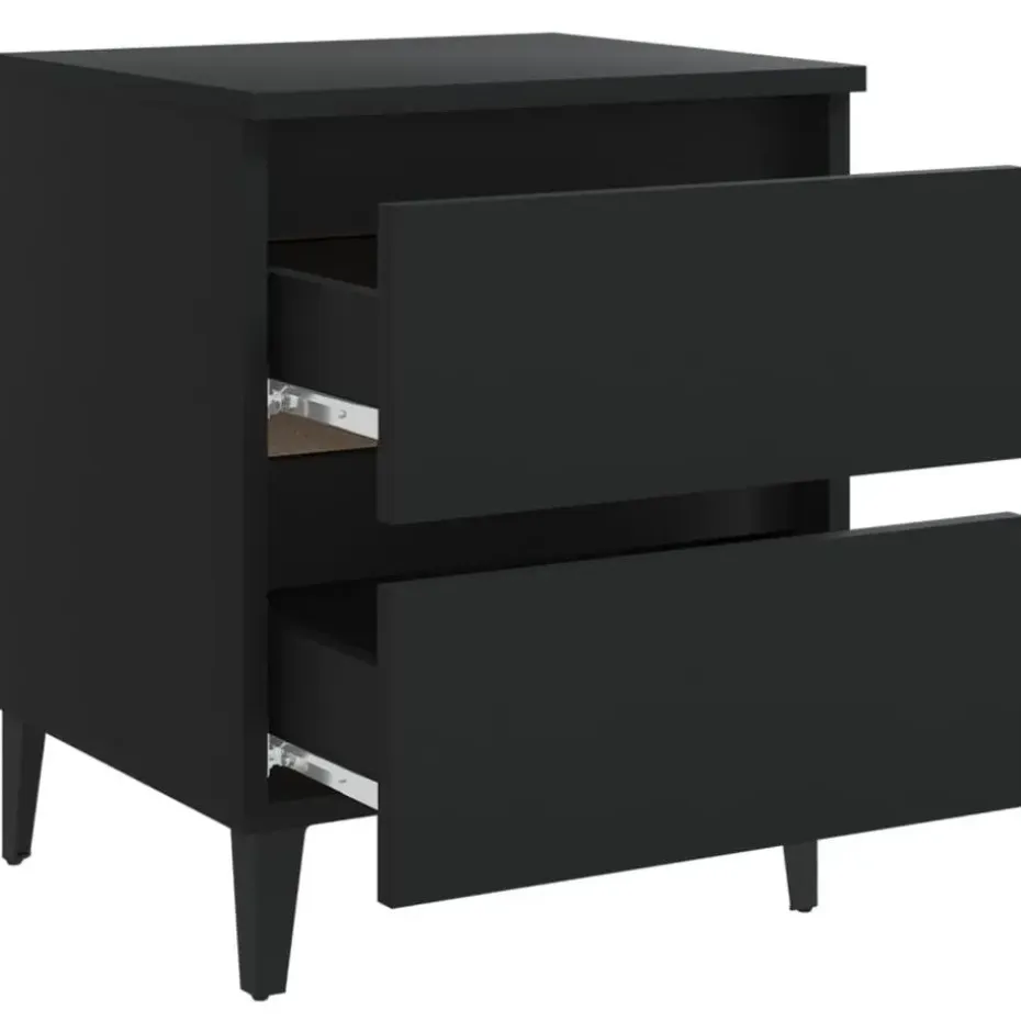 vidaXL - Nachtkastje - Zwart - Bewerkt hout - 2 stuks
