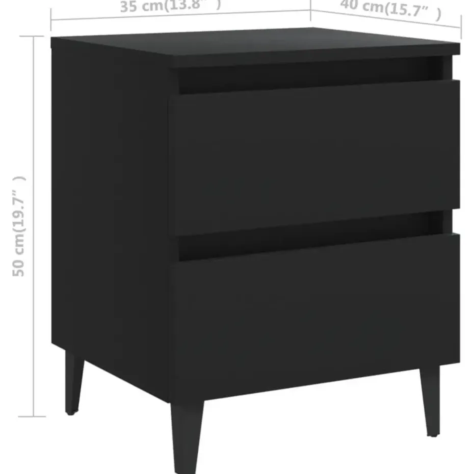 vidaXL - Nachtkastje - Zwart - Bewerkt hout - 2 stuks