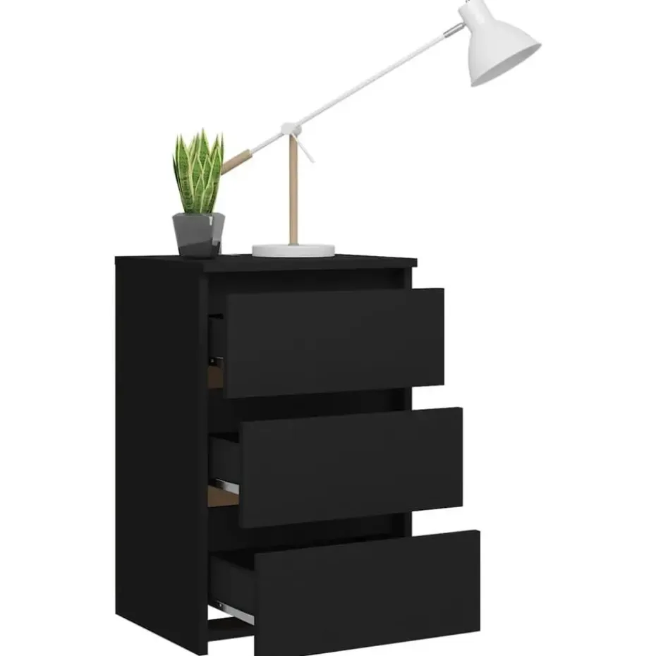 vidaXL - Nachtkastje - Zwart - Bewerkt hout - 2 stuks