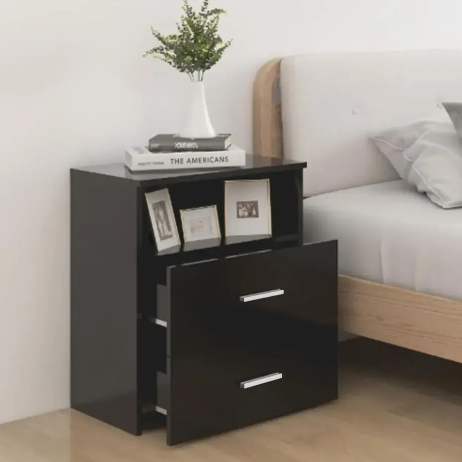 vidaXL - Nachtkastje - Zwart - Bewerkt hout