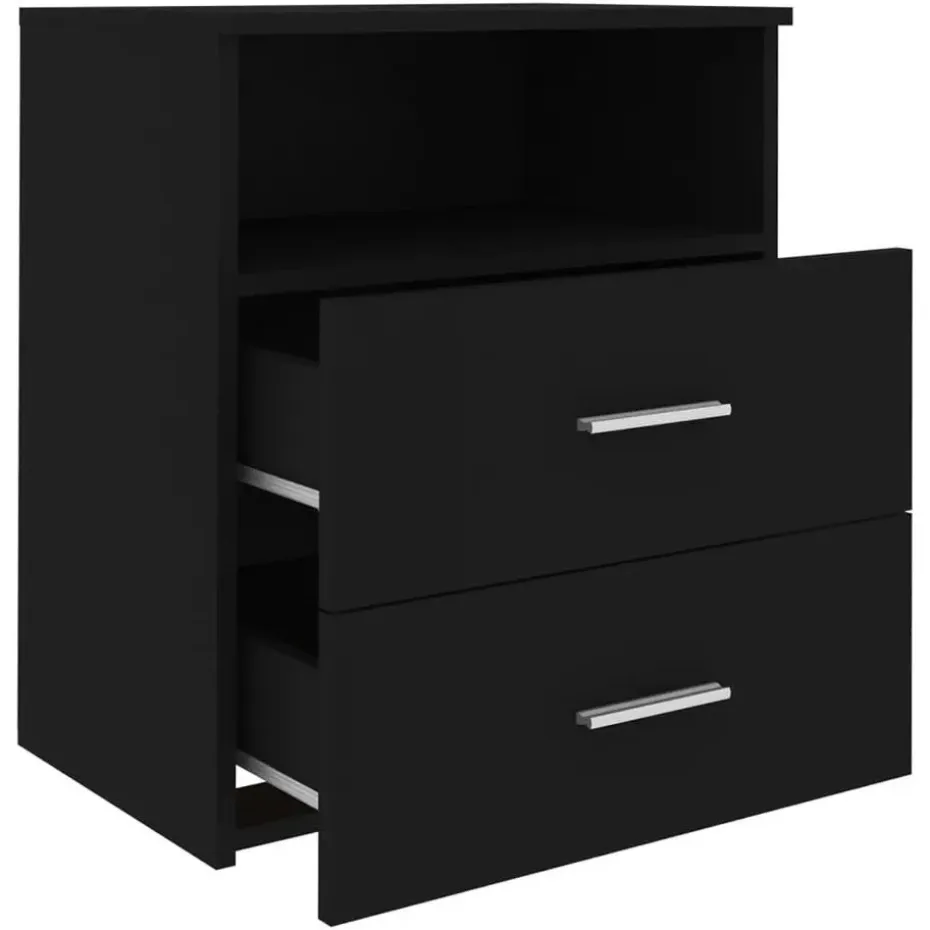 vidaXL - Nachtkastje - Zwart - Bewerkt hout