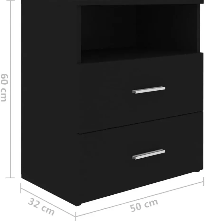 vidaXL - Nachtkastje - Zwart - Bewerkt hout