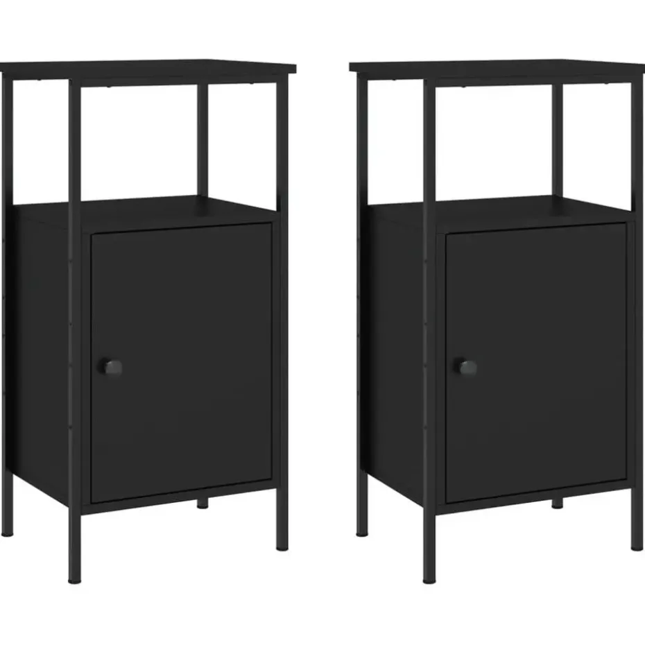 vidaXL - Nachtkastje - Zwart - Bewerkt hout - 2 stuks