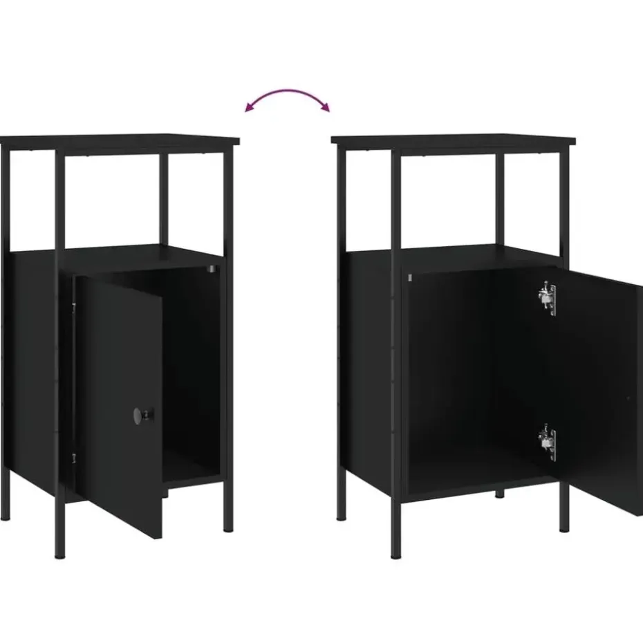 vidaXL - Nachtkastje - Zwart - Bewerkt hout - 2 stuks