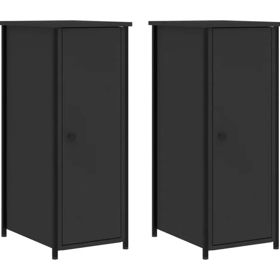 vidaXL - Nachtkastje - Zwart - Bewerkt hout - 2 stuks