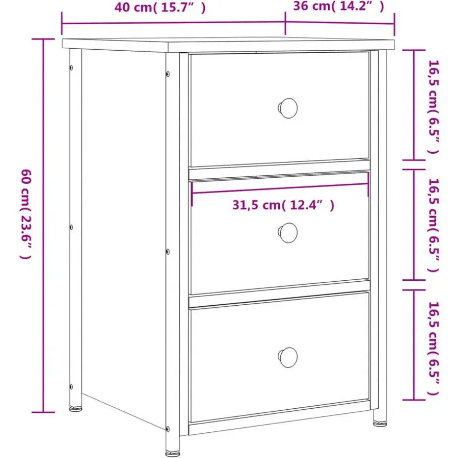 vidaXL - Nachtkastje - Zwart - Bewerkt hout - 2 stuks