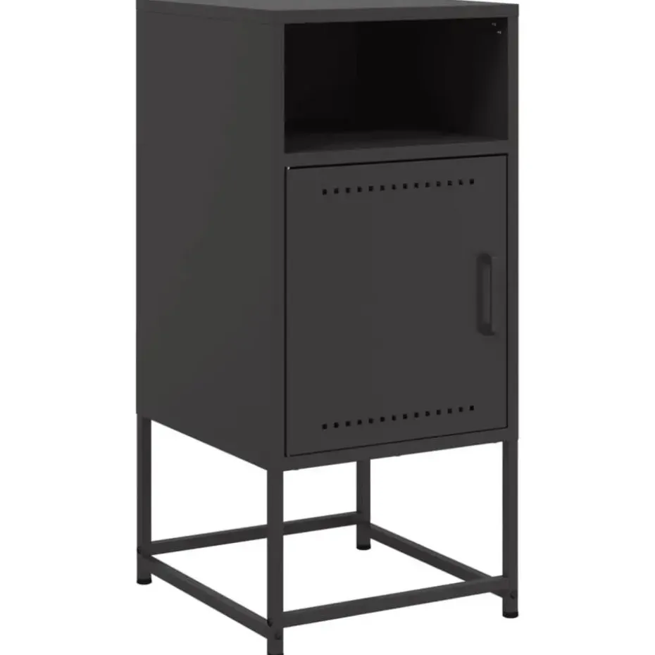 vidaXL - Nachtkastje - Zwart - Staal - 2 stuks