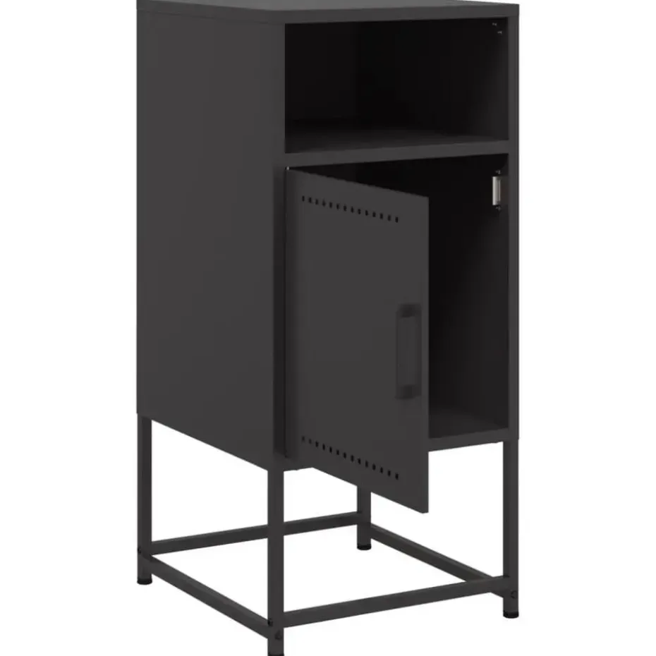 vidaXL - Nachtkastje - Zwart - Staal - 2 stuks