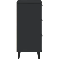 vidaXL - Nachtkastje VIKEN met metalen poten en 3 lades - Zwart - 40x35x80 cm