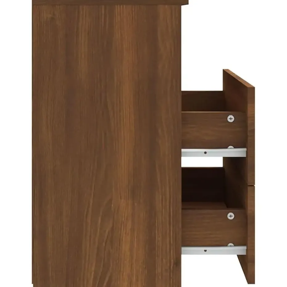 vidaXL - Nachtkastjes met 2 lades - Bruineiken - Hout - 50x32x60 cm - Set van 2