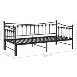 vidaXL - Onderschuifbedbank - Zwart - Metaal - 90x200 cm