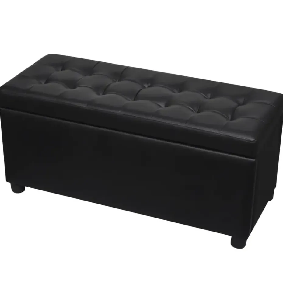 vidaXL - Opberg Hocker - Zwart - Kunstleer
