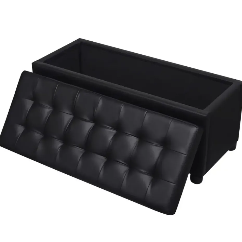 vidaXL - Opberg Hocker - Zwart - Kunstleer