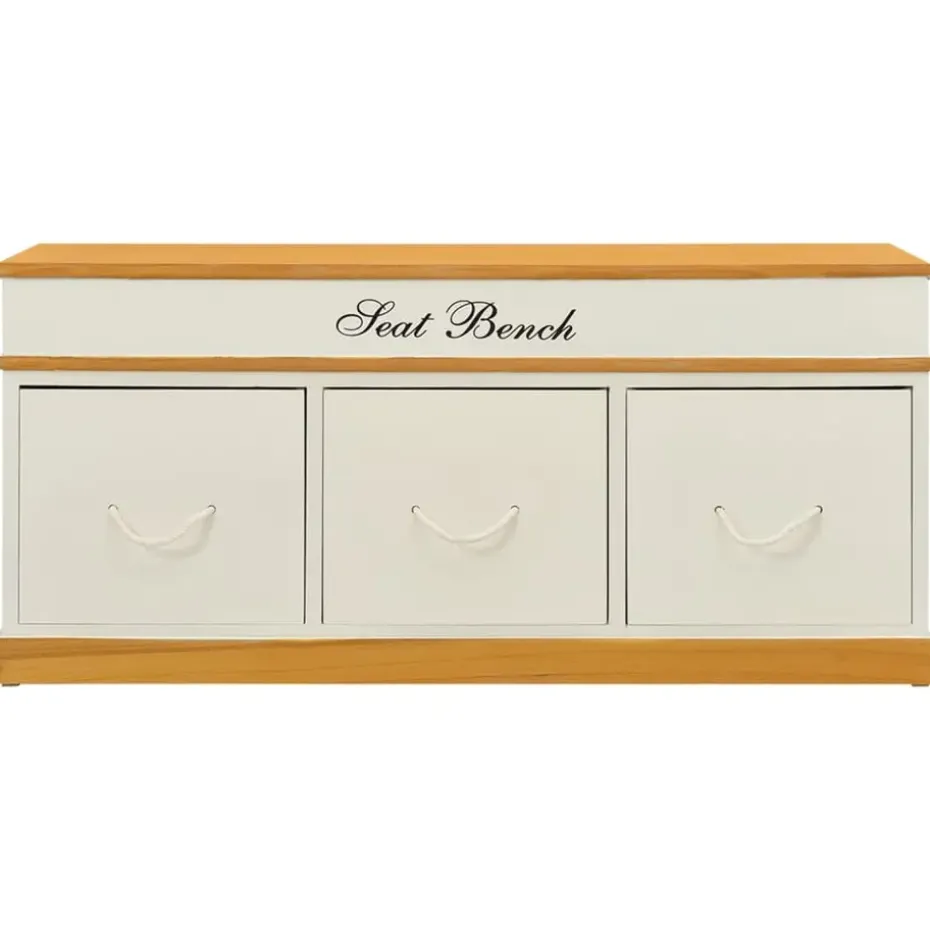 vidaXL - Opbergbank - Wit - Hout