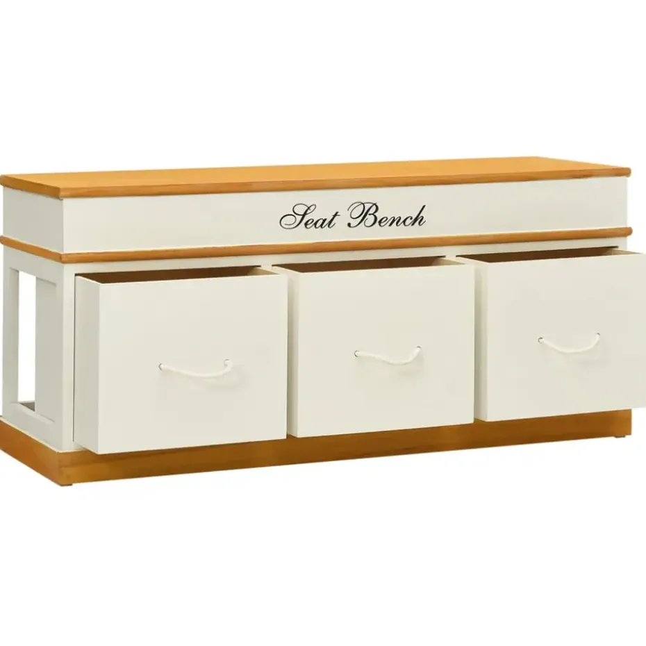 vidaXL - Opbergbank - Wit - Hout