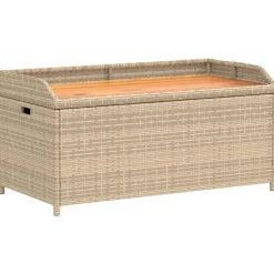 vidaXL - Opbergbankje bruin - Poly rattan en acaciahout - 100x50x52 cm
