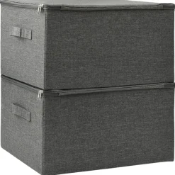 vidaXL - Opbergbox Opbergboxen - Antraciet - Stof - 2 stuks