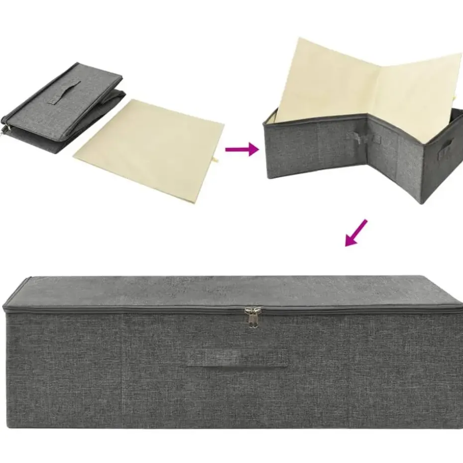 vidaXL - Opbergbox Opbergboxen - Antraciet - Stof - 2 stuks