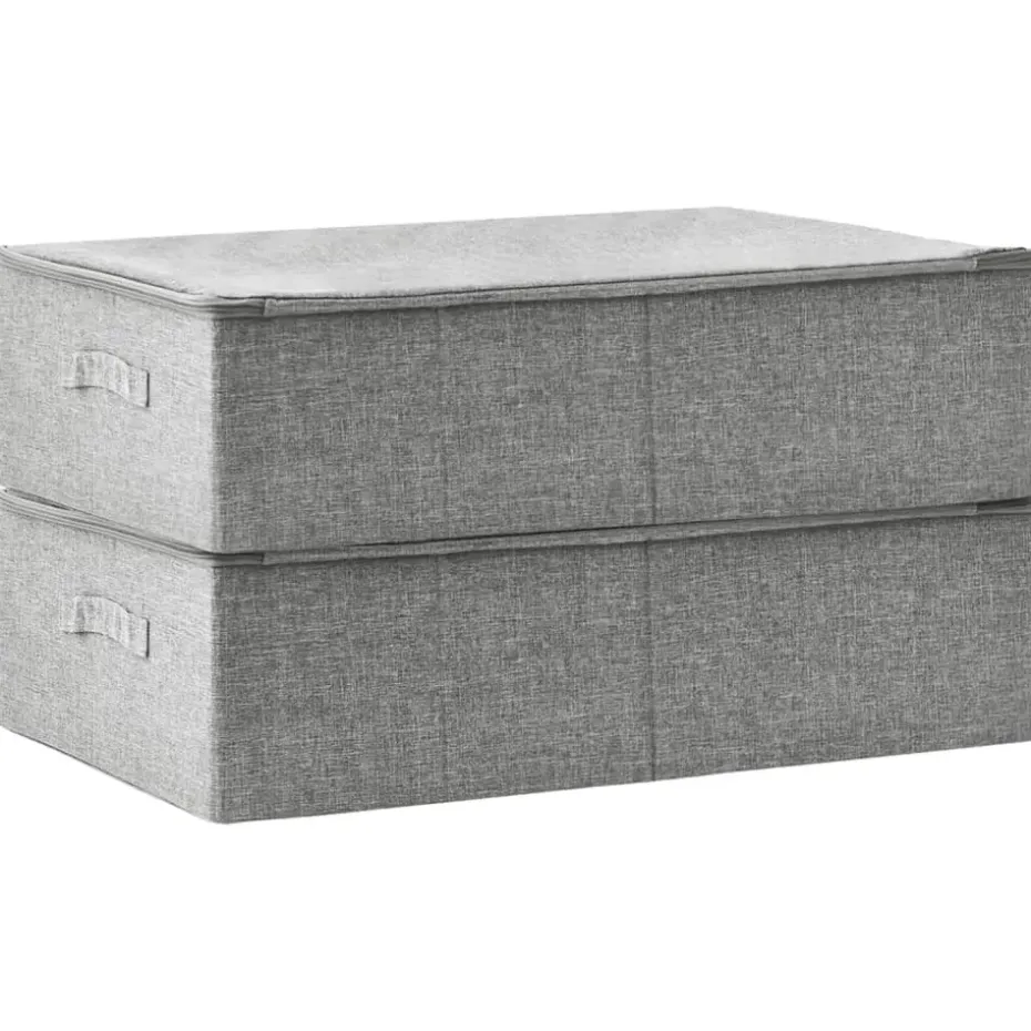 vidaXL - Opbergbox Opbergboxen - Grijs - Stof - 2 stuks