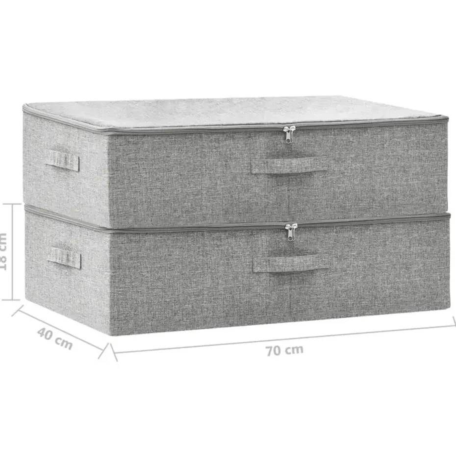vidaXL - Opbergbox Opbergboxen - Grijs - Stof - 2 stuks