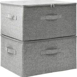 vidaXL - Opbergbox Opbergboxen - Grijs - Stof - 2 stuks